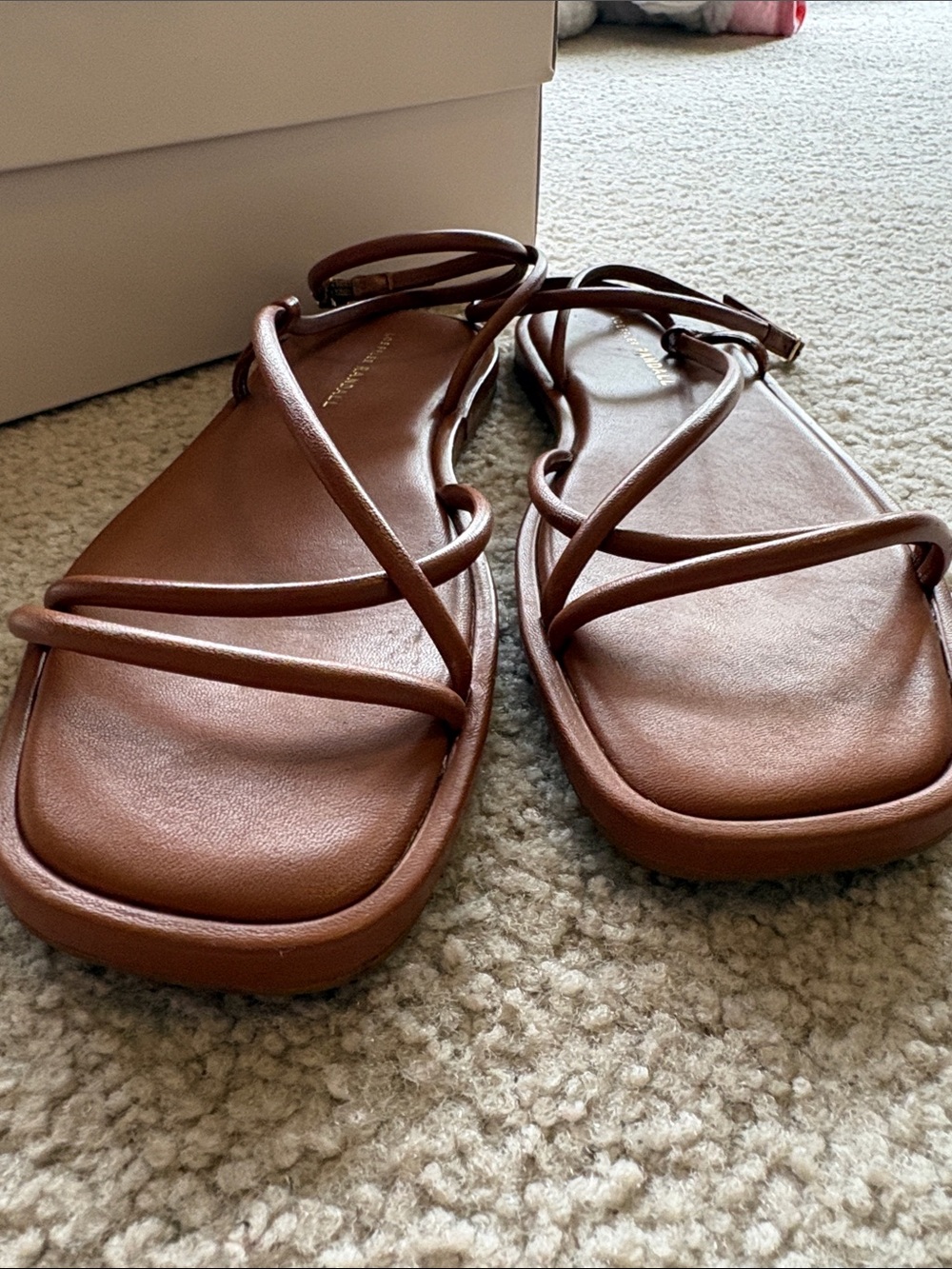 Loeffler Randall Noor Timber Leather Flat Sandals 9 - Picture 2 of 4